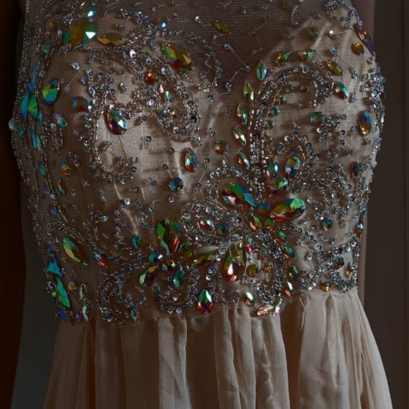 NWT Cinderella Vanilla colour Embellished Beaded long gown size XL - Picture 5 of 13